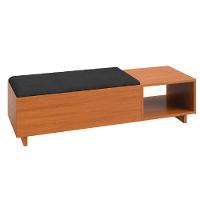 Calçadeira Com Baú Para Quarto Casal Veludo Malaga Madeirado / Preto Dobuê - 1