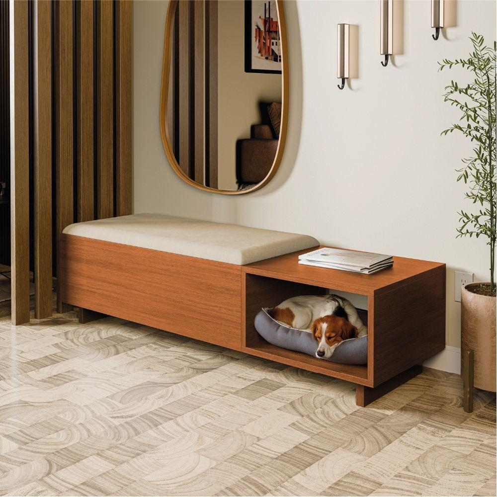 Calçadeira Com Baú Para Hall De Entrada Veludo Malaga Dobuê - 2