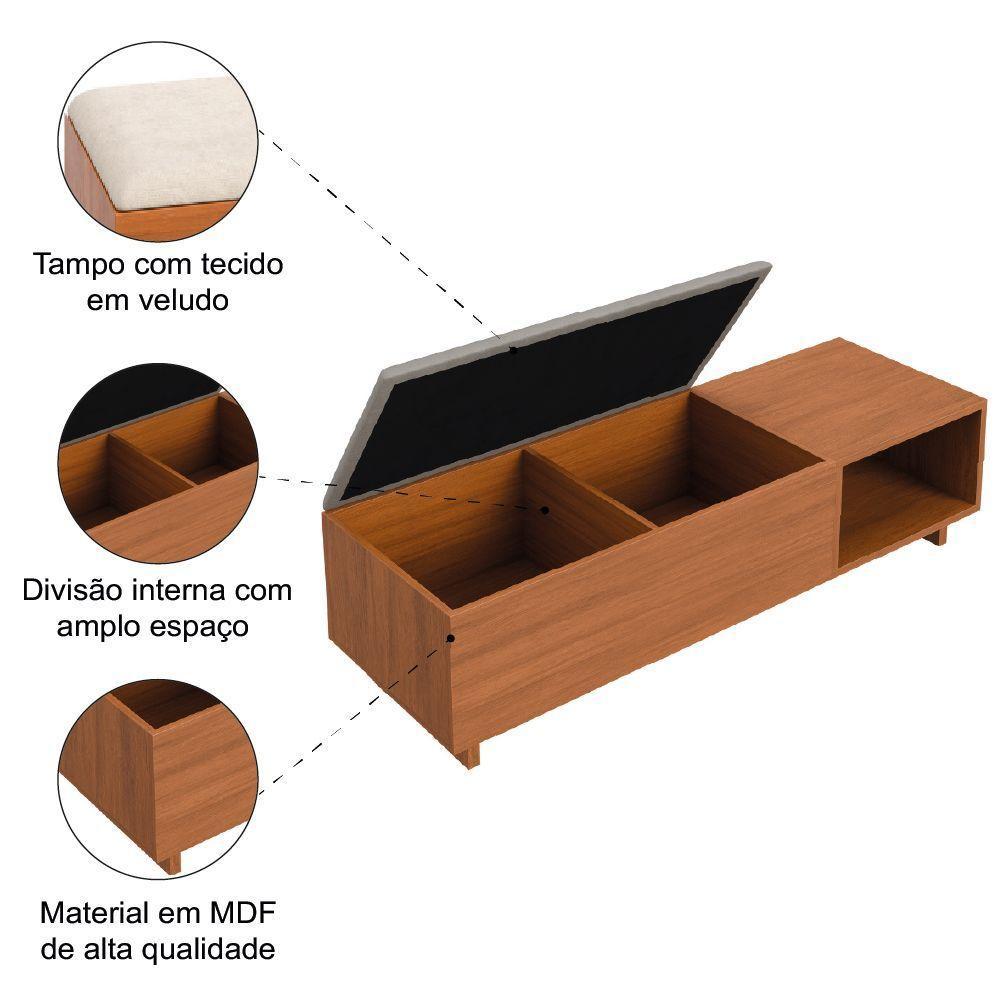 Calçadeira Com Baú Para Hall De Entrada Veludo Malaga Dobuê - 4