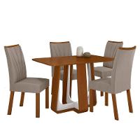 Conjunto Sala De Jantar Mesa Easy Pop 120x80cm Tampo Mdf Com 4 Cadeiras Confort Suede Animale Bege Frassino/off White - 2