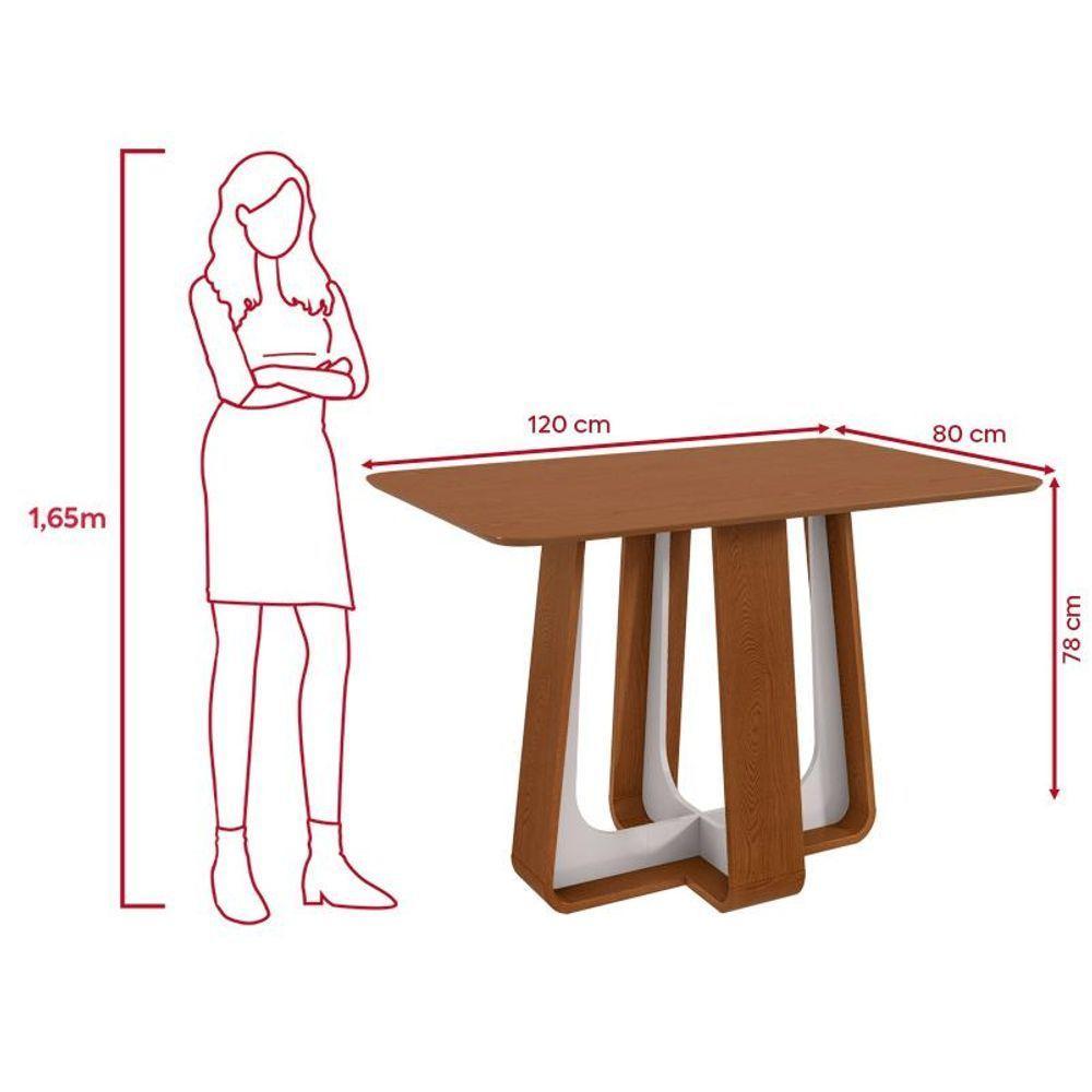 Conjunto Sala De Jantar Mesa Easy Pop 120x80cm Tampo Mdf Com 4 Cadeiras Confort Linho Rinzai Bege Frassino/off White - 2