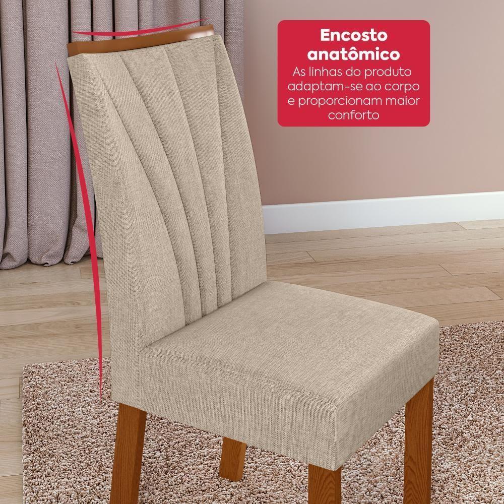 Conjunto Sala De Jantar Mesa Easy Pop 120x80cm Tampo Mdf Com 4 Cadeiras Confort Linho Rinzai Bege Frassino/off White - 6