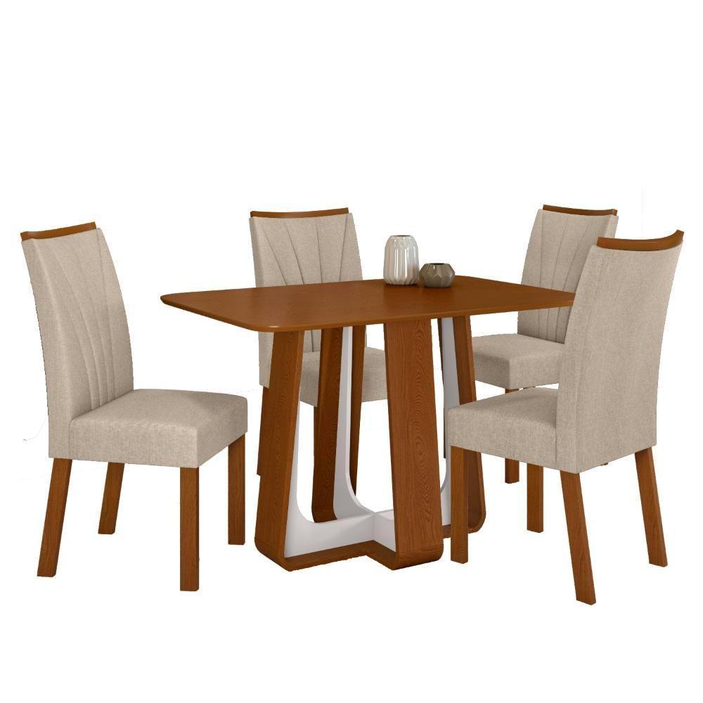 Conjunto Sala De Jantar Mesa Easy Pop 120x80cm Tampo Mdf Com 4 Cadeiras Confort Linho Rinzai Bege Frassino/off White - 9