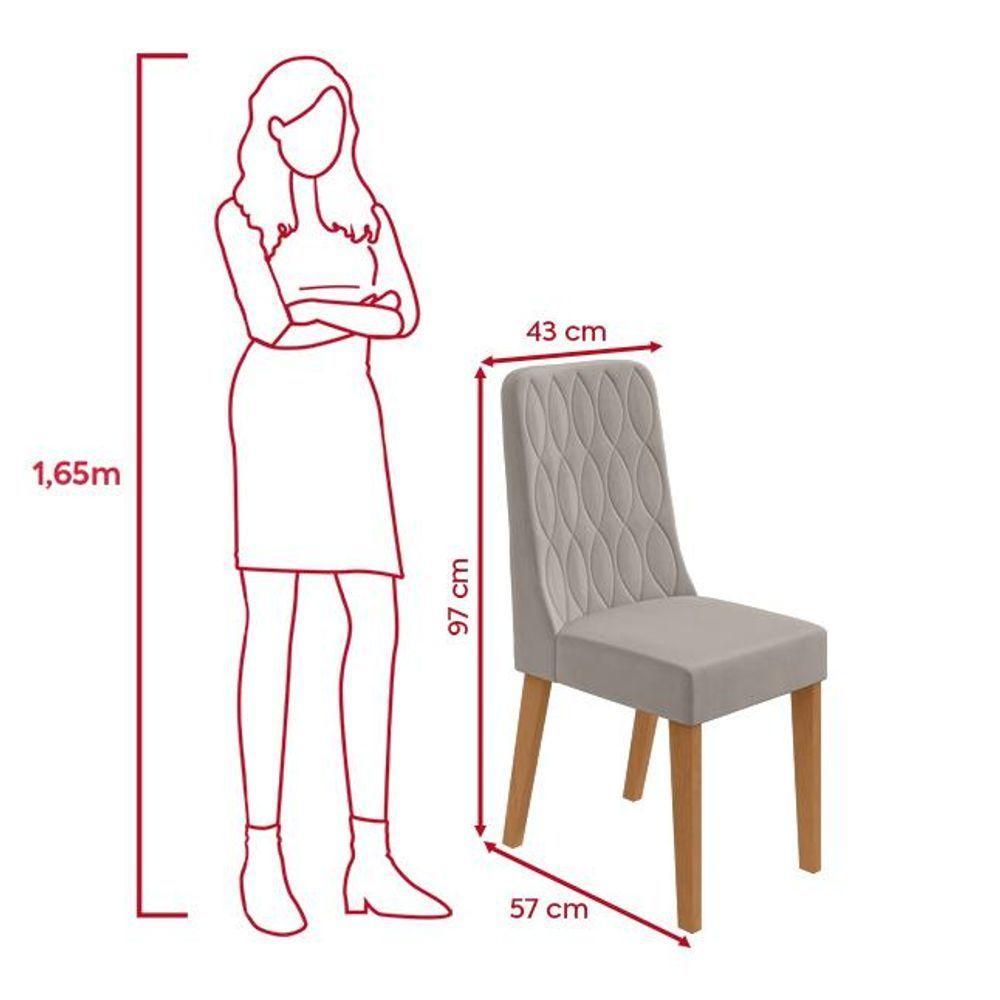 Conjunto Sala De Jantar Mesa Easy Pop 120x80cm Tampo Mdf Com 4 Cadeiras Seat Veludo Liso Capuccino Amendoa Off White - 4