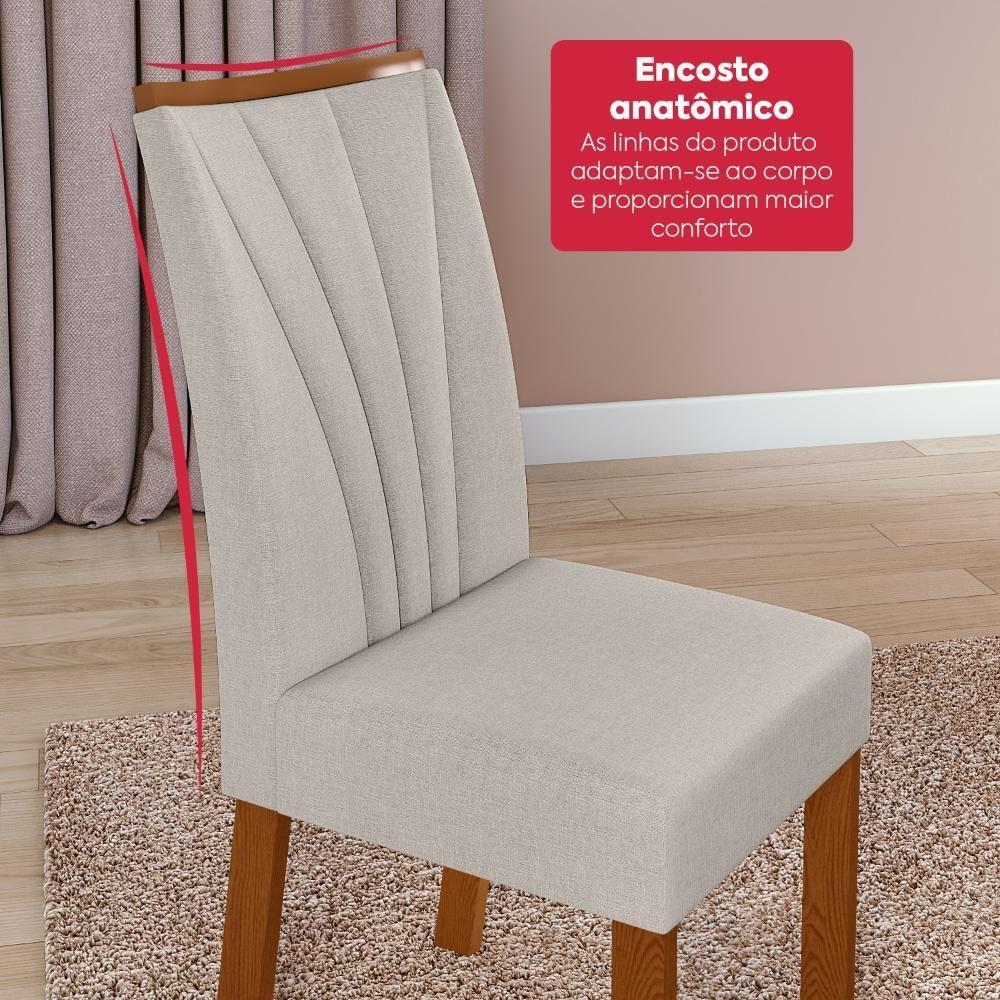 Conjunto Sala De Jantar Mesa Easy Pop 170x90cm Tampo Vidro/mdf Com 6 Cadeiras Confort Linho Cinza Frassino/off White - 7