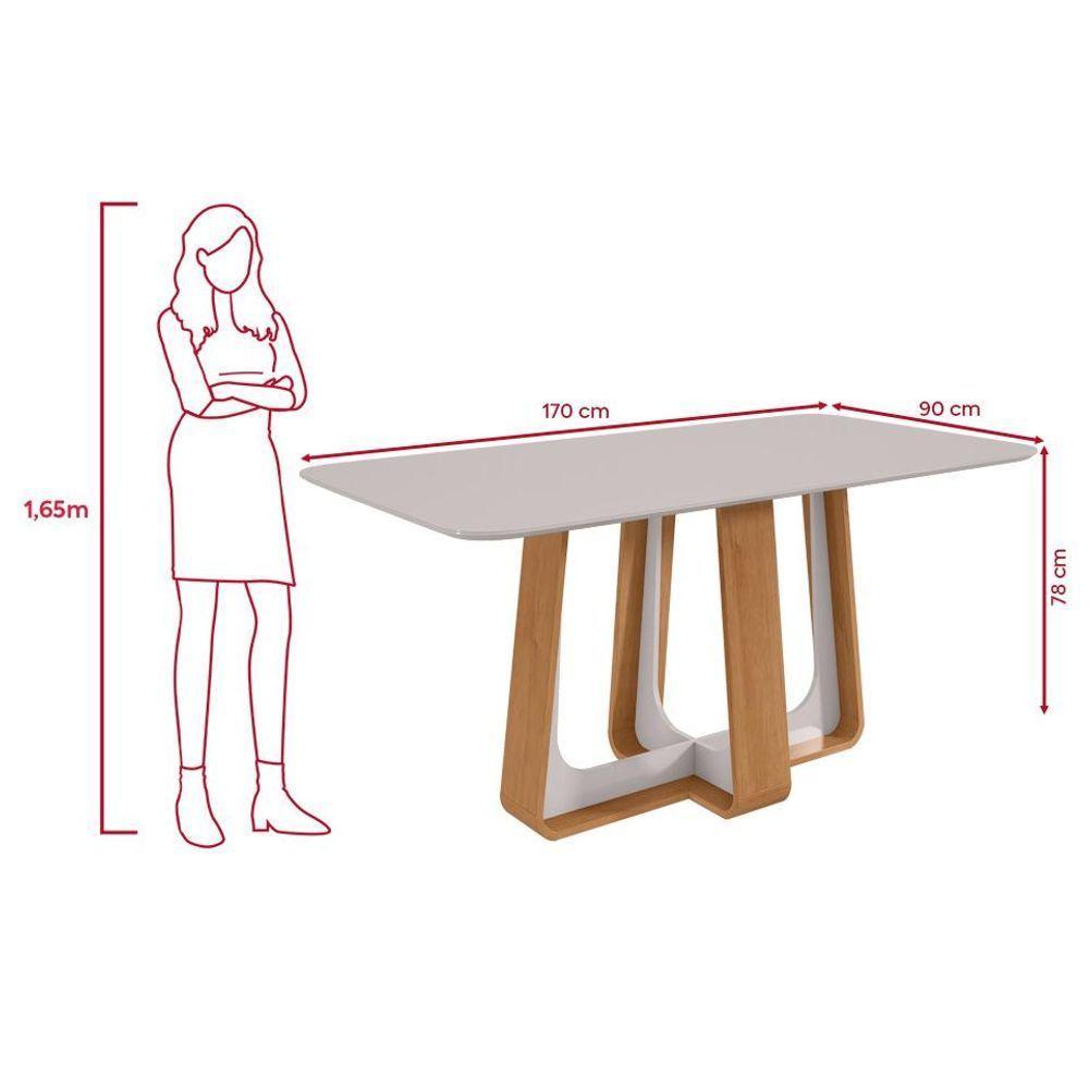 Conjunto Sala De Jantar Mesa Easy Pop 170x90cm Tampo Vidro/mdf Com 6 Cadeiras Seat Boucle Bege Amendoa/off White - 3