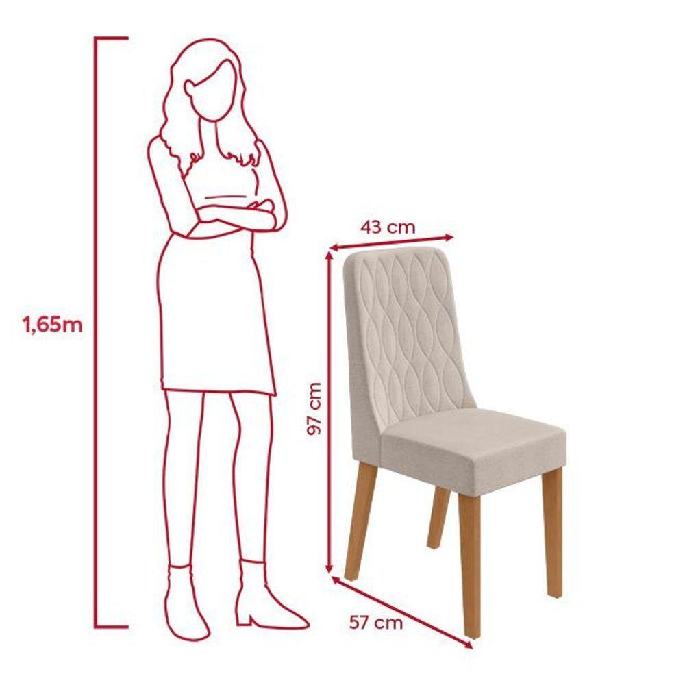 Conjunto Sala De Jantar Mesa Easy Pop 170x90cm Tampo Vidro/mdf Com 6 Cadeiras Seat Boucle Bege Amendoa/off White - 4