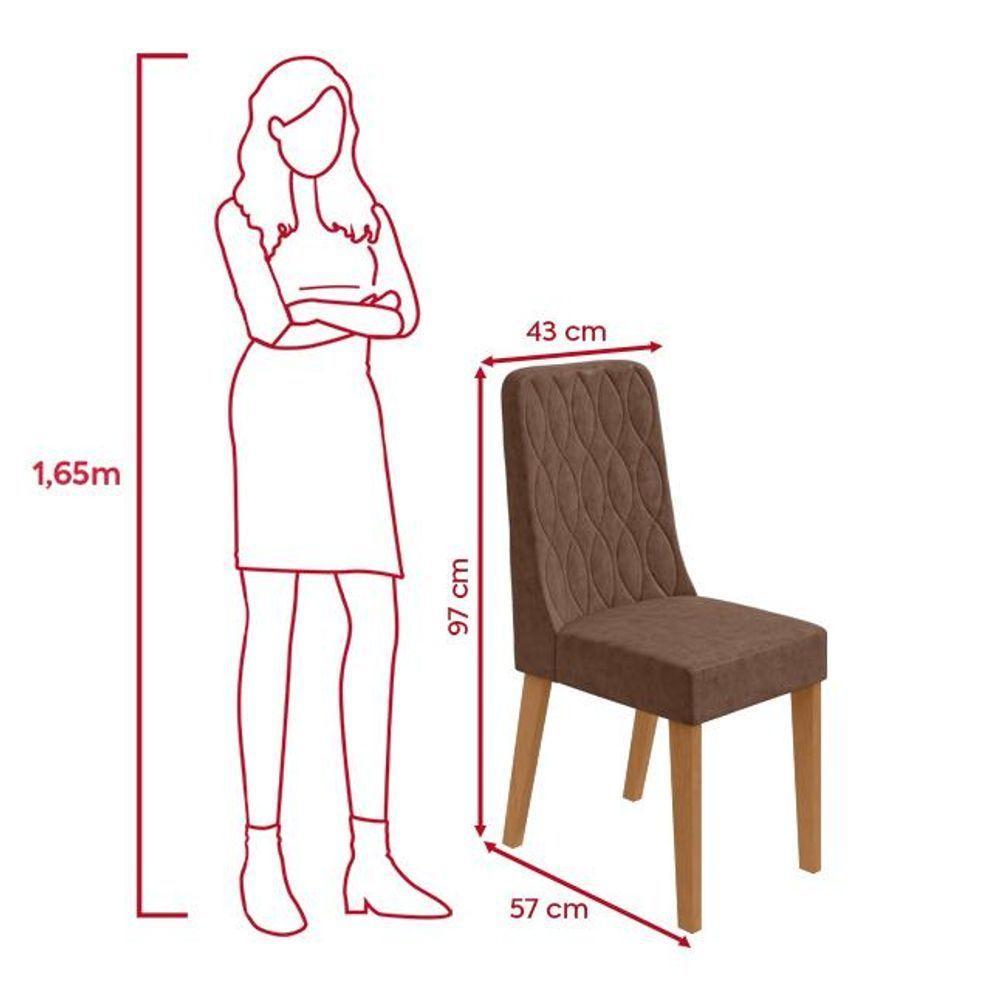 Conjunto Sala De Jantar Mesa Easy Pop 170x90cm Tampo Vidro/mdf Com 6 Cadeiras Seat Couro Avelã Amendoa Off White - 4