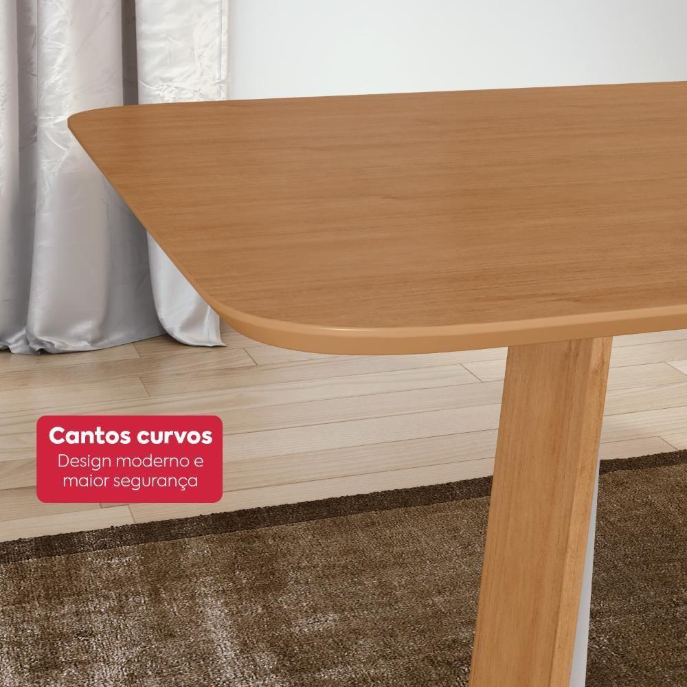 Conjunto Sala De Jantar Mesa Easy Pop 120x80cm Tampo Mdf Com 4 Cadeiras Confort Veludo Naturale Creme Amêndoa/off White - 5