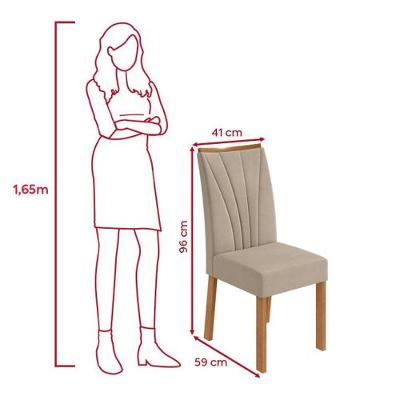Conjunto Sala De Jantar Mesa Easy Pop 120x80cm Tampo Mdf Com 4 Cadeiras Confort Veludo Naturale Creme Amêndoa/off White