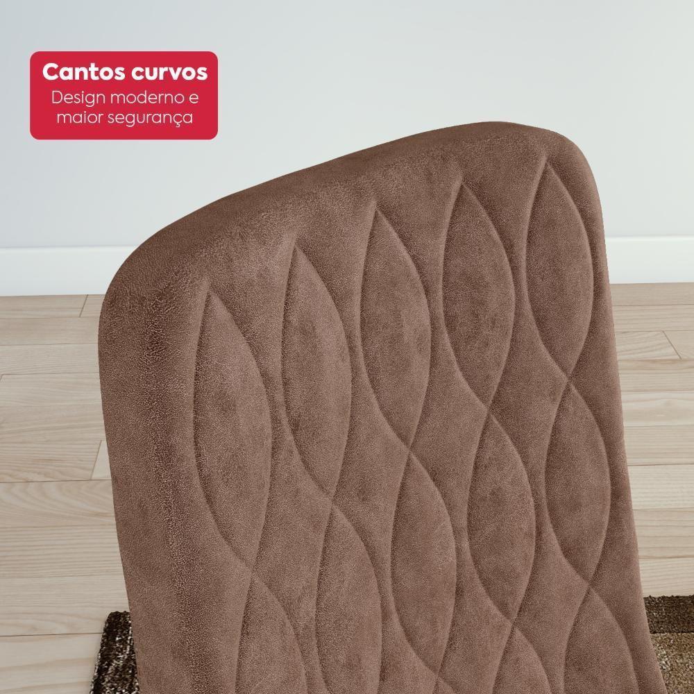 Conjunto Sala De Jantar Mesa Easy Pop 120x80cm Tampo Vidro/mdf Com 4 Cadeiras Seat Couro Morano Avelã Frassino/off White - 9