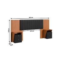 Cabeceira Extensível 1,40/1,60m Estofado Com 2 Mesas De Apoio Malaga Dobuê Madeirado Preto - 3