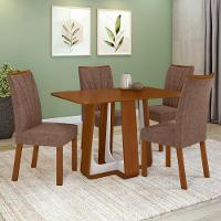 Conjunto Sala De Jantar Mesa Easy Pop 120x80cm Tampo Mdf Com 4 Cadeiras Confort Couro Morano Avelã Frassino/off White - 1