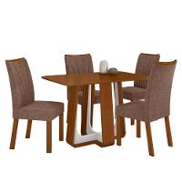 Conjunto Sala De Jantar Mesa Easy Pop 120x80cm Tampo Mdf Com 4 Cadeiras Confort Couro Morano Avelã Frassino/off White - 2