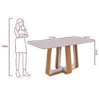 Conjunto Sala De Jantar Mesa Easy Pop 170x90cm Tampo Vidro/mdf Com 6 Cadeiras Confort Suede Bege Amendoa/off White - 3