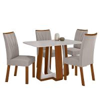 Conjunto Sala De Jantar Mesa Easy Pop 120x80cm Tampo Mdf Com 4 Cadeiras Confort Veludo Capuccino Frassino/off White - 5