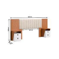 Cabeceira Extensível 1,40/1,60m Estofado Com 2 Mesas De Apoio Malaga Dobuê Madeirado / Off White - 3