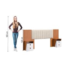 Cabeceira Extensível 1,40/1,60m Estofado Com 2 Mesas De Apoio Malaga Dobuê Madeirado / Off White - 5