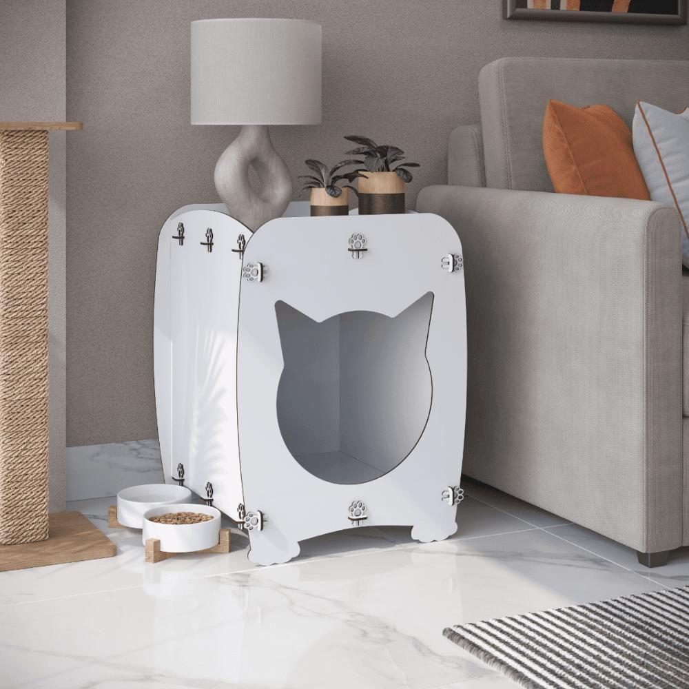 Mesa De Cabeceira Casinha Pet Gato Cat Branco - 1