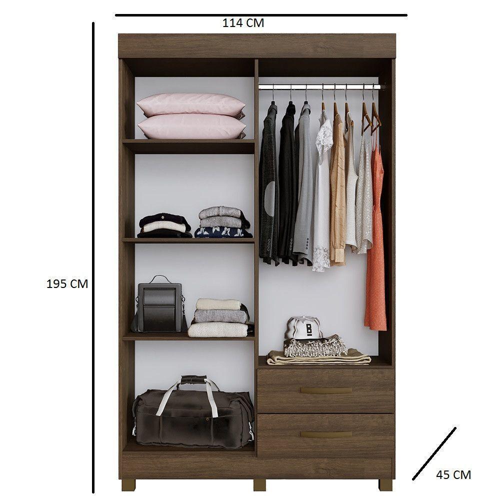 Roupeiro Copacabana Imbuia 4 Portas Com Espelho Benetil Móveis Imbuia - 3