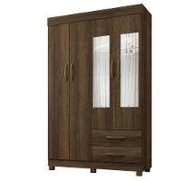 Roupeiro Copacabana Imbuia 4 Portas Com Espelho Benetil Móveis Imbuia