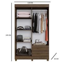 Roupeiro Copacabana Imbuia 4 Portas Com Espelho Benetil Móveis Imbuia - 5