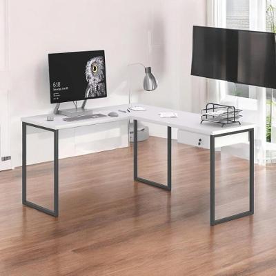 Mesa Home Office Escrivaninha L Industriale Branco Com Gaveteiro