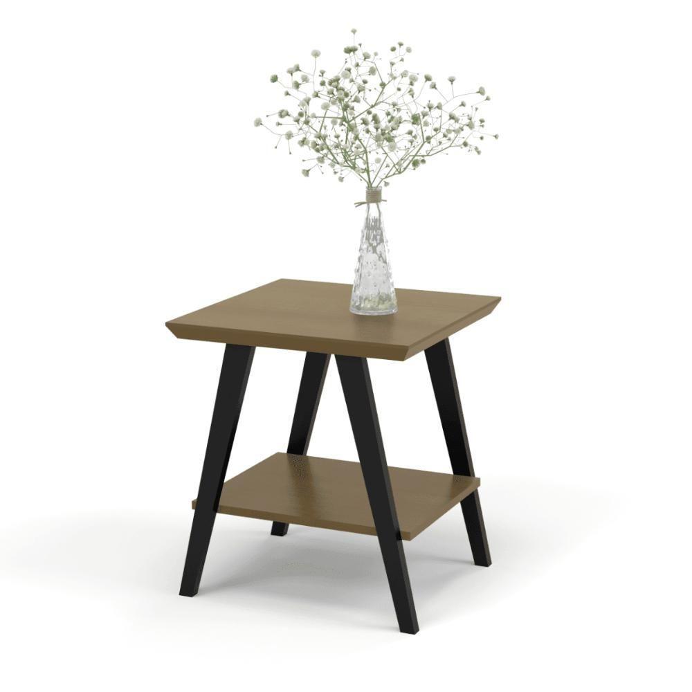 Mesa Lateral Caio Freijo Com Pés Em Madeira Preto - 2