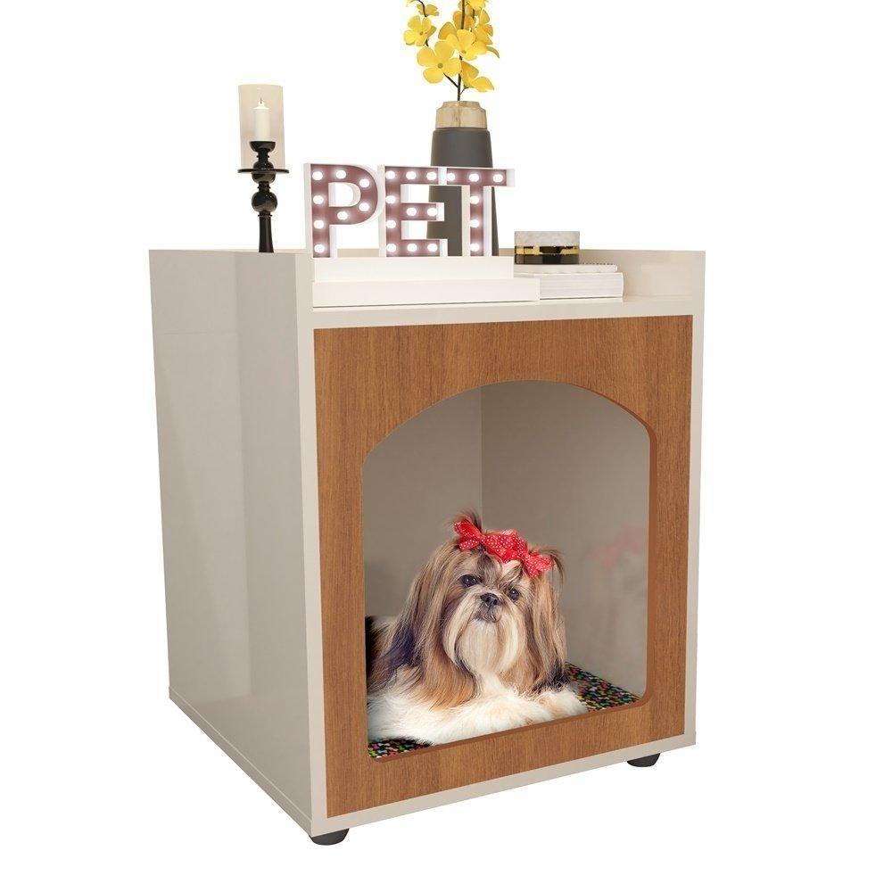 Mesa Cabeceira Casinha De Cachorro/gato Pet Off White/freijo - Ofertamo - 5
