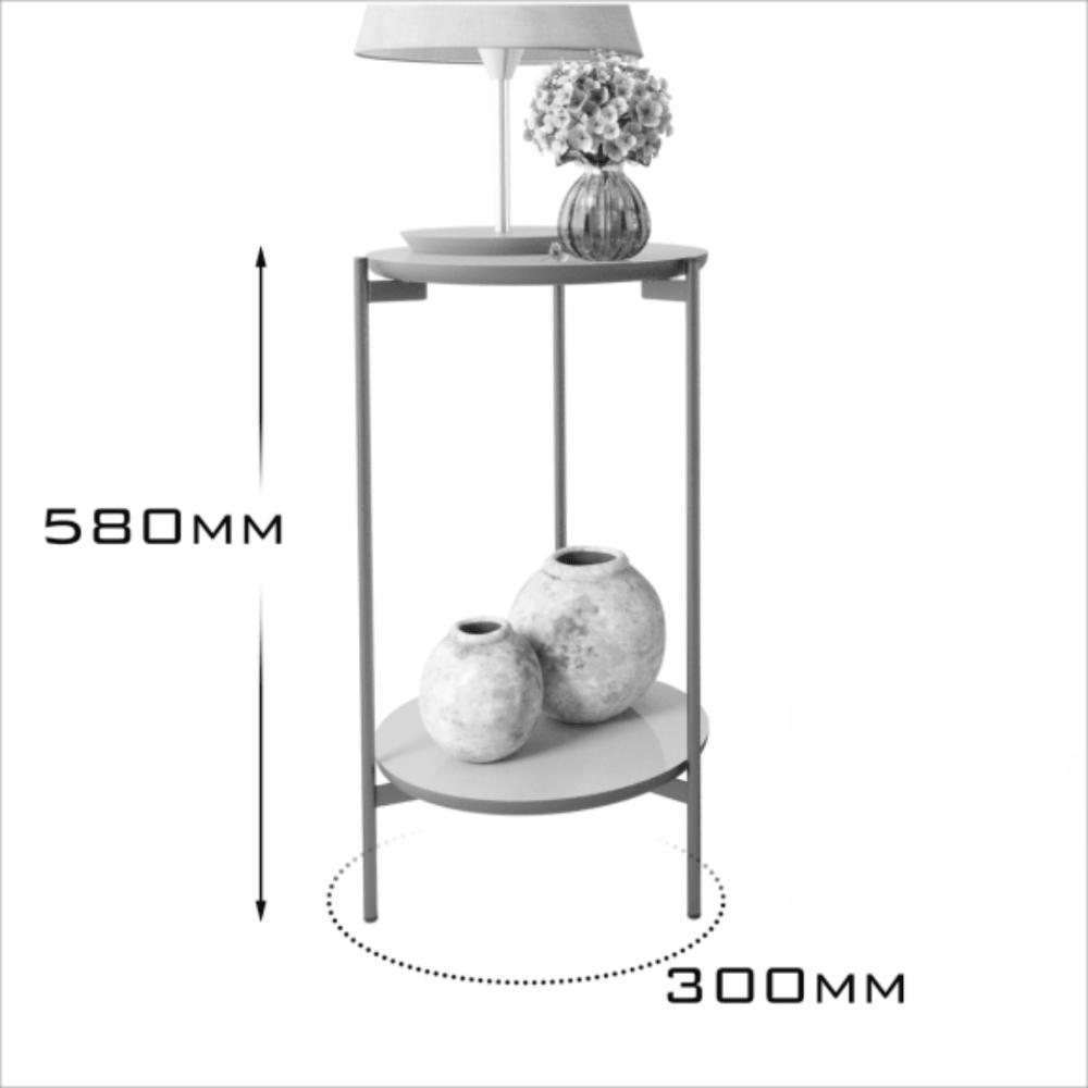 Conjunto Mesa De Centro E Lateral Liora Preto Com Pés De Ferro Bronze - 5