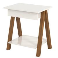 Mesa De Cabeceira 1 Gaveta Integra Finger Amadeirado/off White - Ofertamo - 2