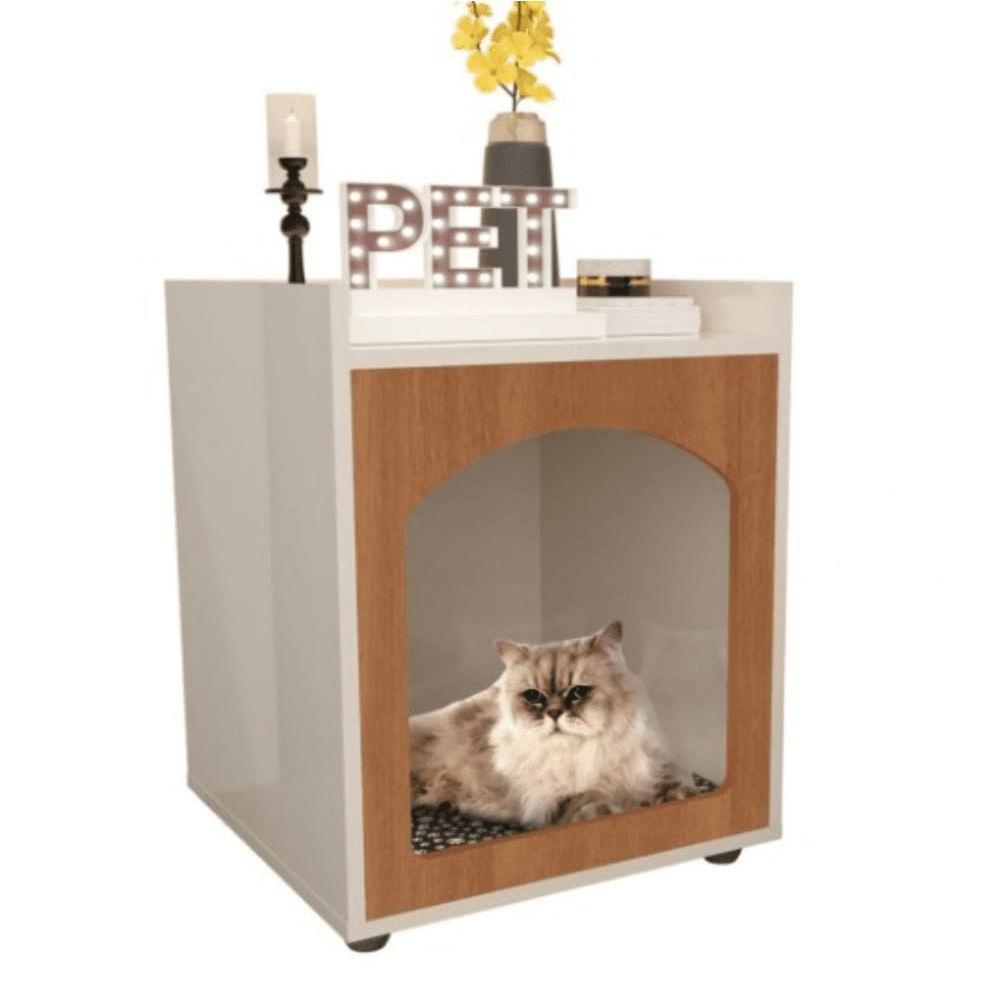 Mesa Cabeceira Casinha De Cachorro/gato Pet Off White/freijó - 3