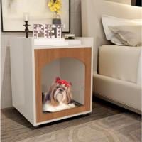 Mesa Cabeceira Casinha De Cachorro/gato Pet Off White/freijó - 2