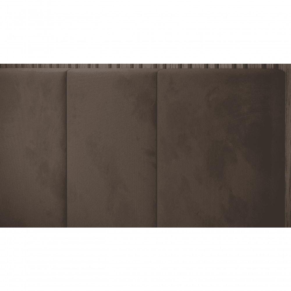 Cabeceira Casal Clara 1,40 Almofadada Sued Marrom - 4