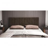 Cabeceira Casal Clara 1,40 Almofadada Sued Marrom - 2