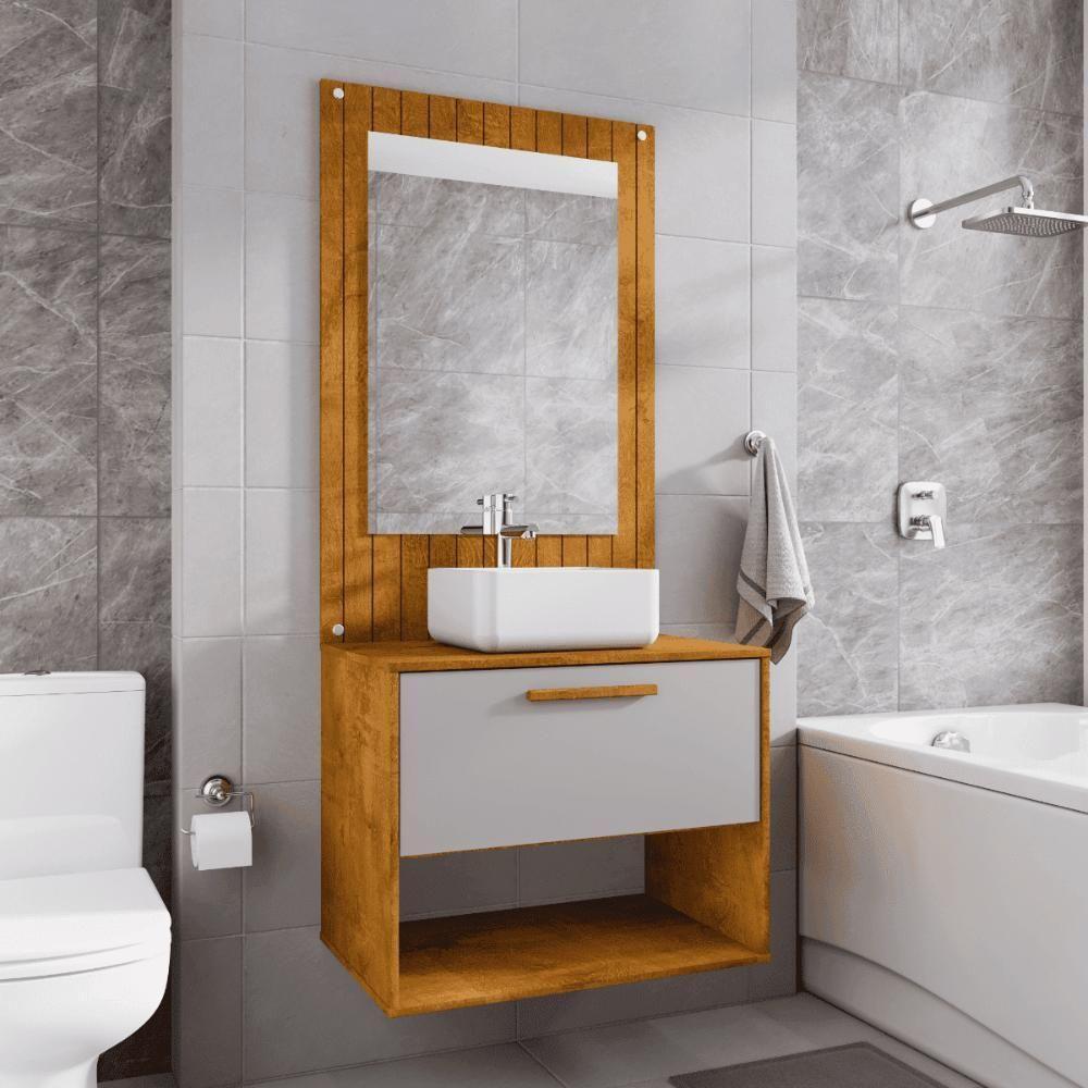 Conjunto Gabinete C/ Espelheira Para Banheiro Orion Naturalle/off-white - 2