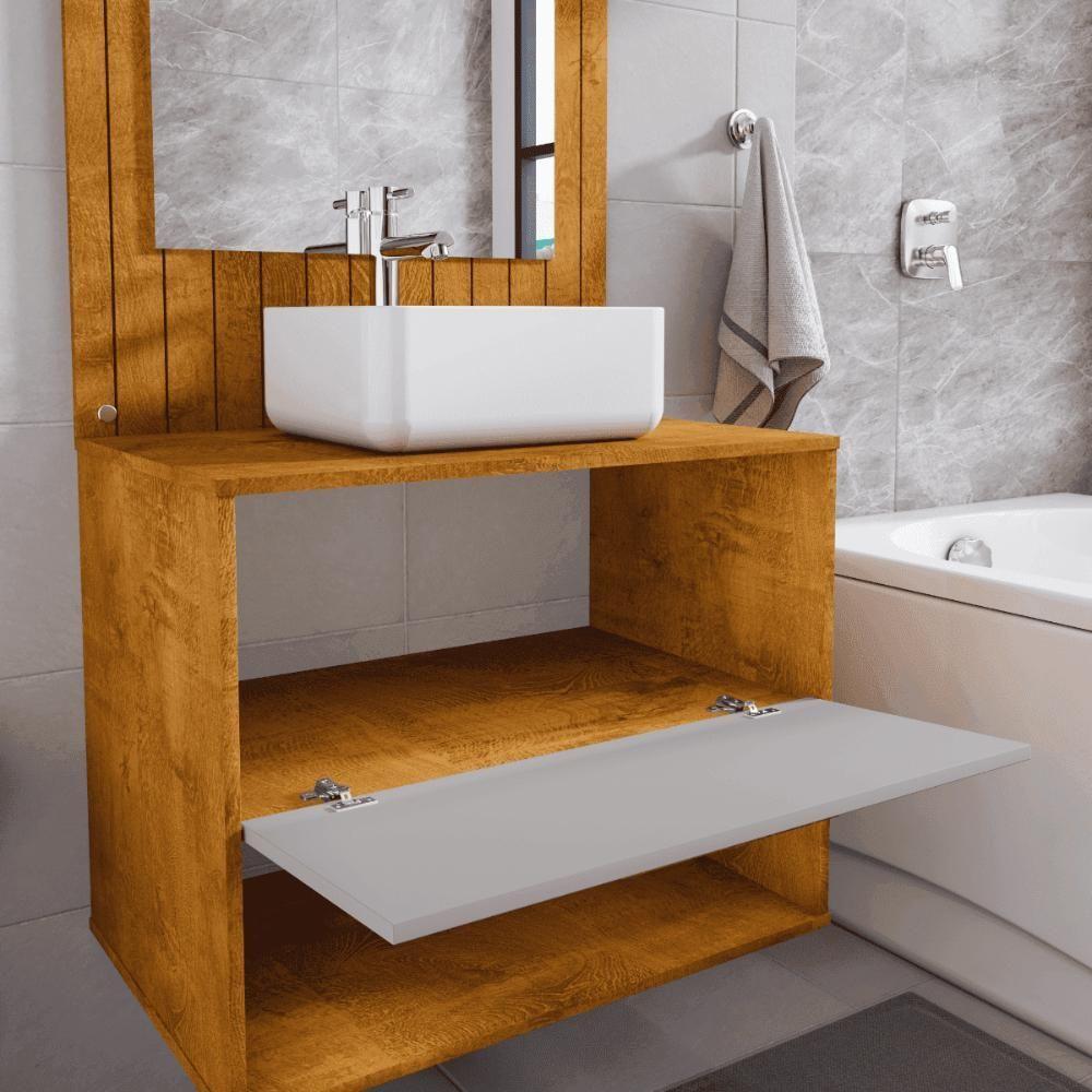 Conjunto Gabinete C/ Espelheira Para Banheiro Orion Naturalle/off-white - 4