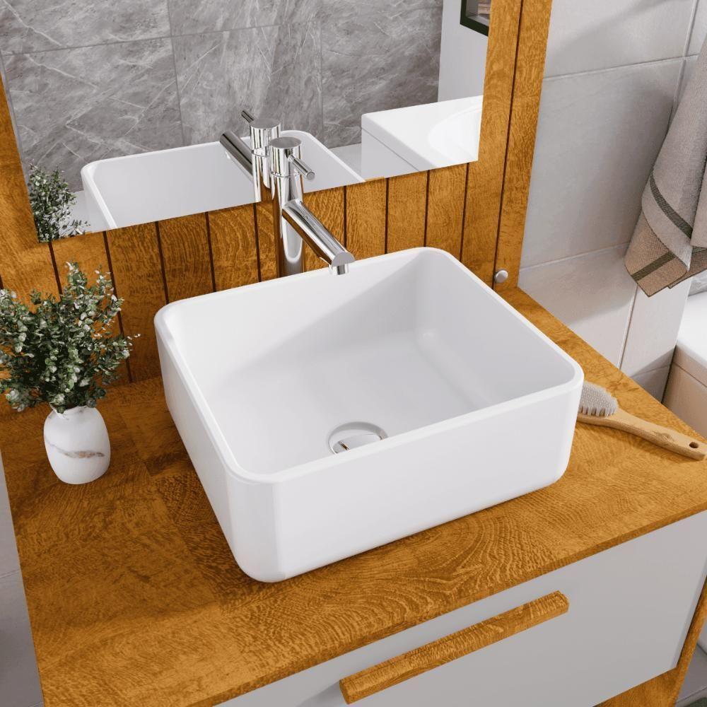 Conjunto Gabinete C/ Espelheira Para Banheiro Orion Naturalle/off-white - 5