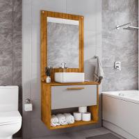 Conjunto Gabinete C/ Espelheira Para Banheiro Orion Naturalle/off-white - 1