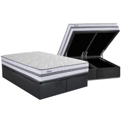 Conjunto Box Baú Queen: Colchão Espuma Herval Molas Ensacadas Parma + Base Crc Suede Gray (158x198)