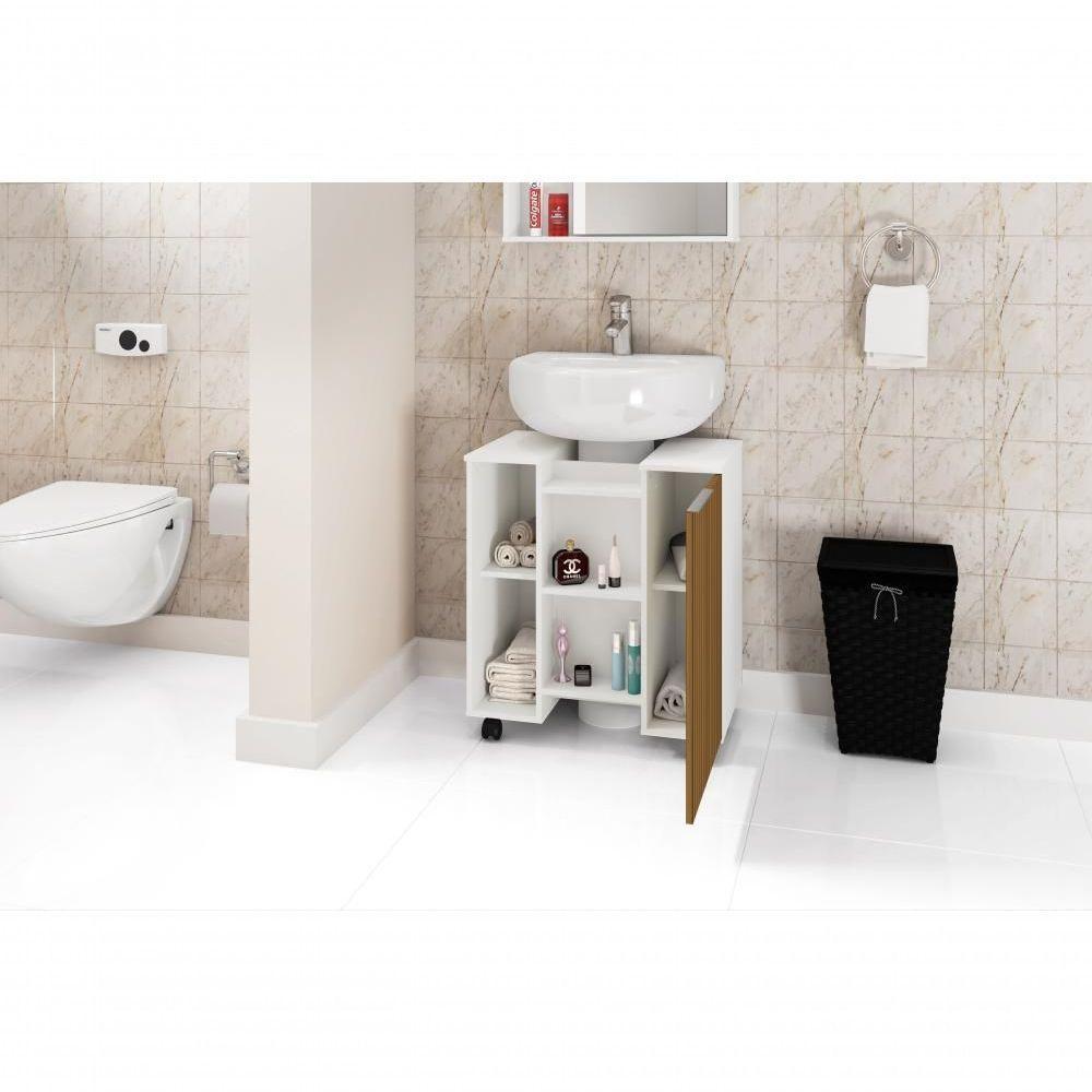 Gabinete Para Banheiro Pequin Bechara 2075554 Banheiro Branco/ripado - Ofertamo - 4