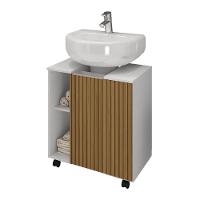 Gabinete Para Banheiro Pequin Bechara 2075554 Banheiro Branco/ripado - Ofertamo - 2