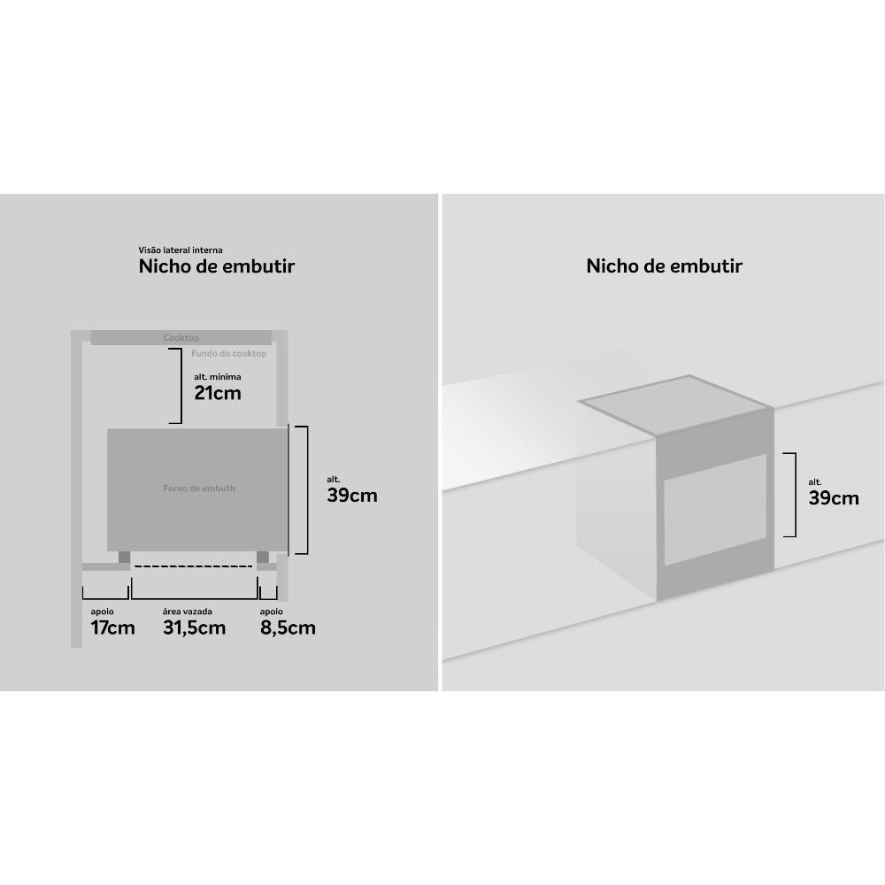 Forno De Embutir Elétrico Espelhado 44L Com Grill E Timer Atlas U Top Style 127V - 2
