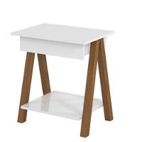 Mesa De Cabeceira 1 Gaveta Integra Finger Amadeirado/branco - Ofertamo - 2