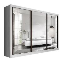 Guarda Roupa Casal Ravena Branco Com 9 Espelhos 3 Portas Minastex - 2