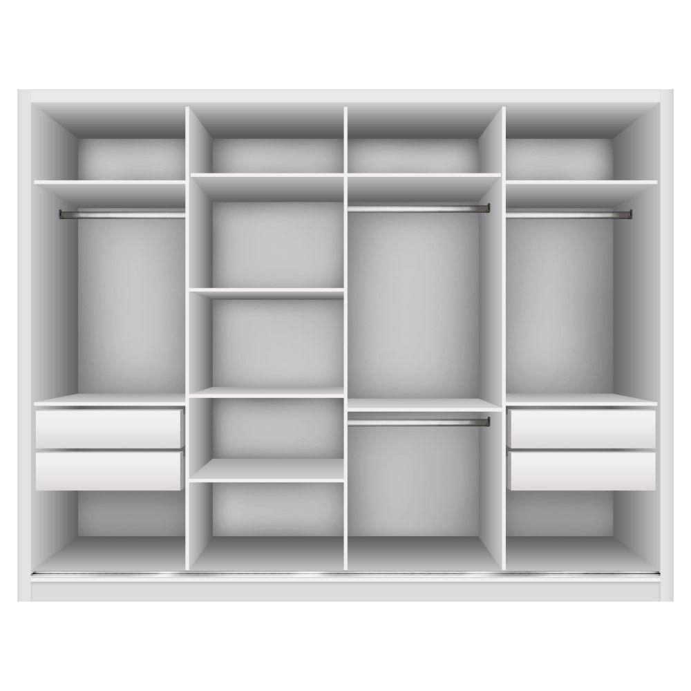 Guarda Roupa Casal Firenze Branco Com 6 Espelhos 4 Portas Minastex - 4
