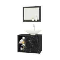 Conj Gabinete E Espelheira Baden P/ Banheiro Preto Fosco/nero - 2