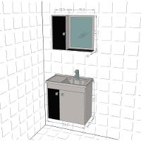 Conj Gabinete E Espelheira Zurique P/ Banheiro Branco/preto Fosco - 4
