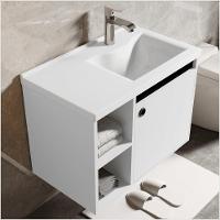 Conj Gabinete C/ Espelheira E Cuba Para Banheiro Adonis Branco Com Preto - 2