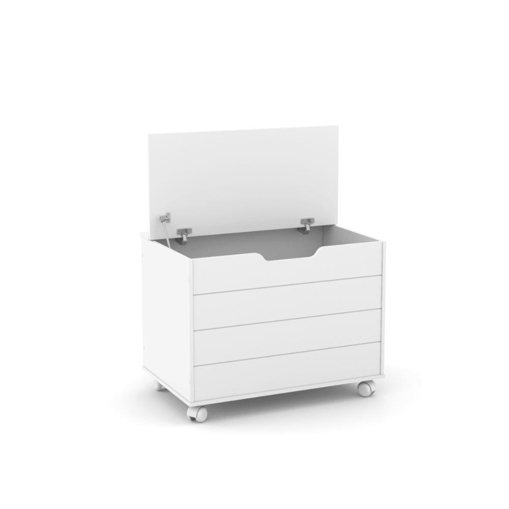Bau Caixa De Brinquedos Toys Com Tampa E Rodizios Branco - 2